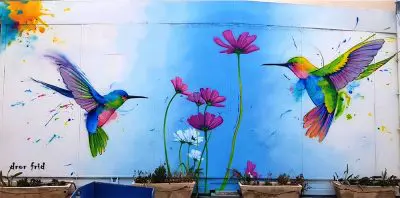 ציור קיר ציפור דבש - דרור פריד